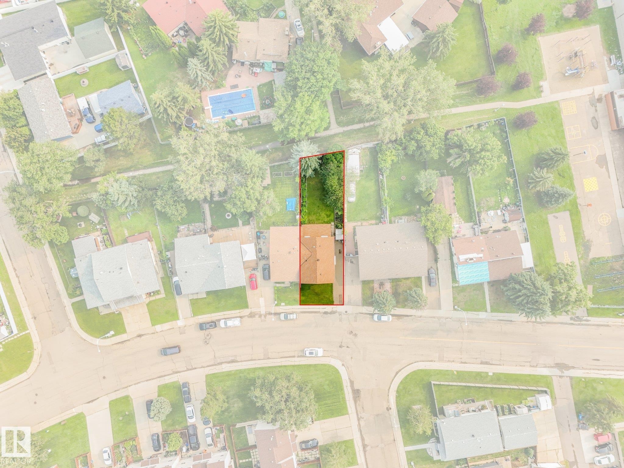 Aerial Property Survey. Highlighting the boundaries and spatial context of the property - 4135 134 Avenue Nw, Edmonton, AB - Other