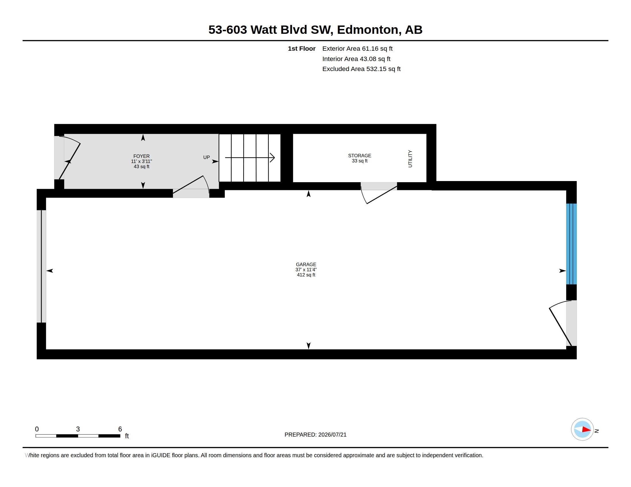 Double Tandem Garage with a single car garage door, large window and back yard exist. - #53 603 Watt Bv Sw, Edmonton, AB - Other