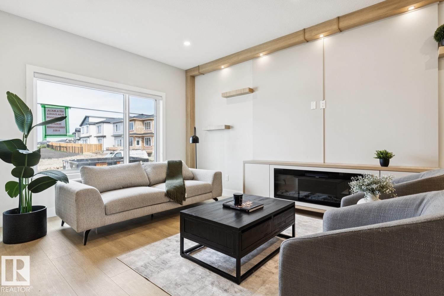 490 Robinson Boulevard, Leduc, AB - Indoor Photo Showing Living Room With Fireplace