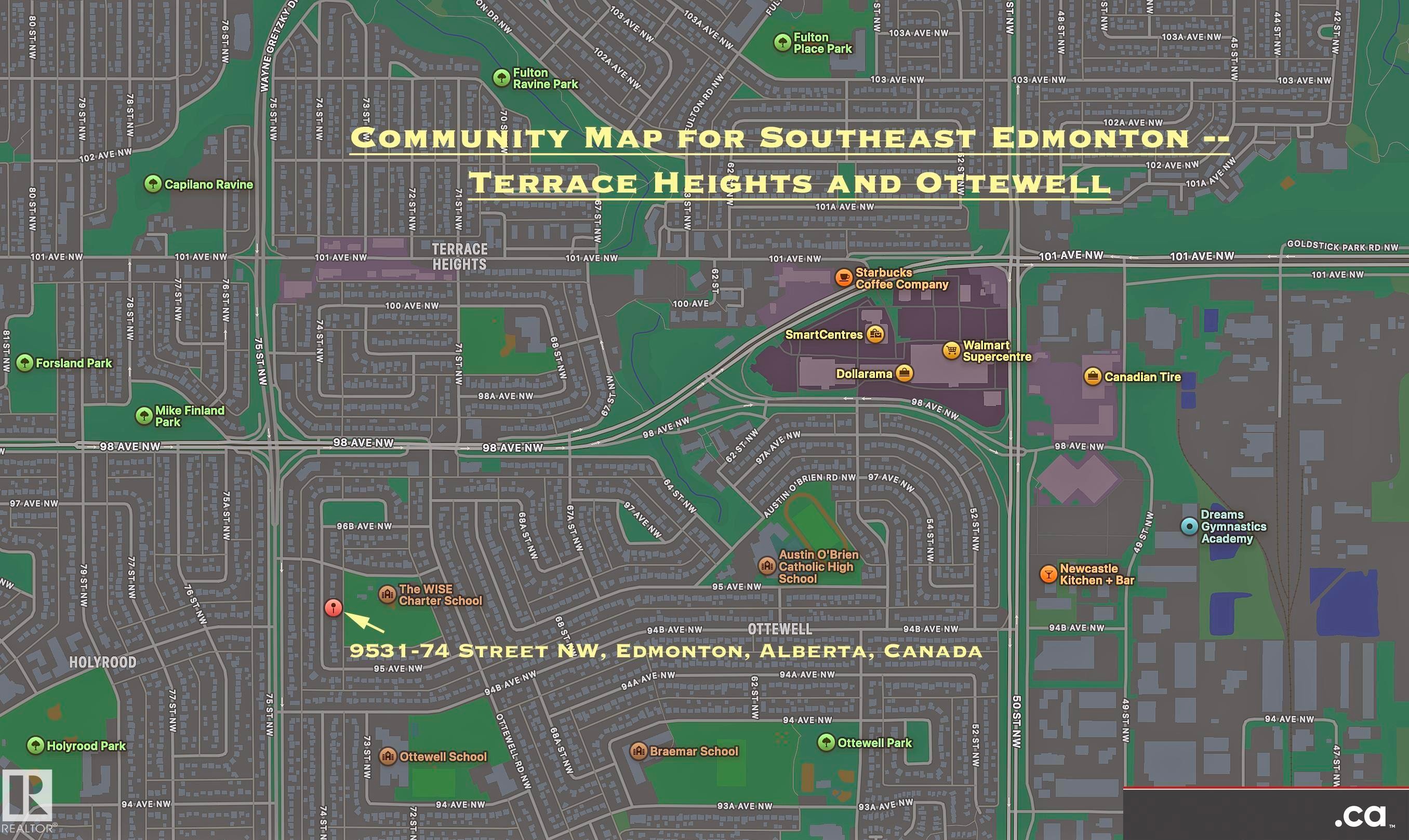 Community Map. Illustrating the spatial layout and key features within Southeast Edmonton, specifically the Terrace Heights and Ottewell areas - 9531 74 Street Nw, Edmonton, AB - Other