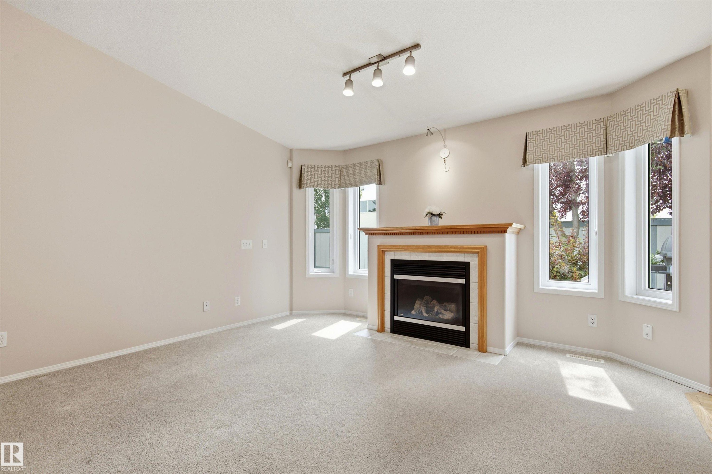 #10 9 Dechene Rd Nw, Edmonton, AB - Indoor Photo Showing Living Room With Fireplace