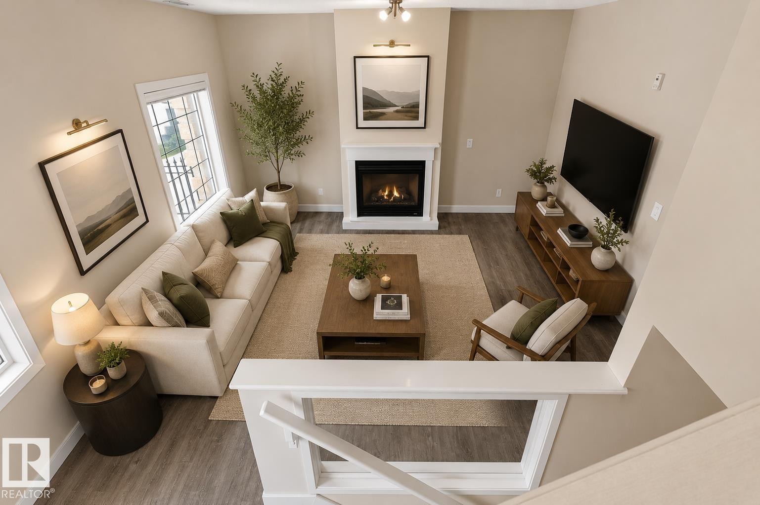 #39 13825 155 Av Nw, Edmonton, AB - Indoor Photo Showing Living Room With Fireplace
