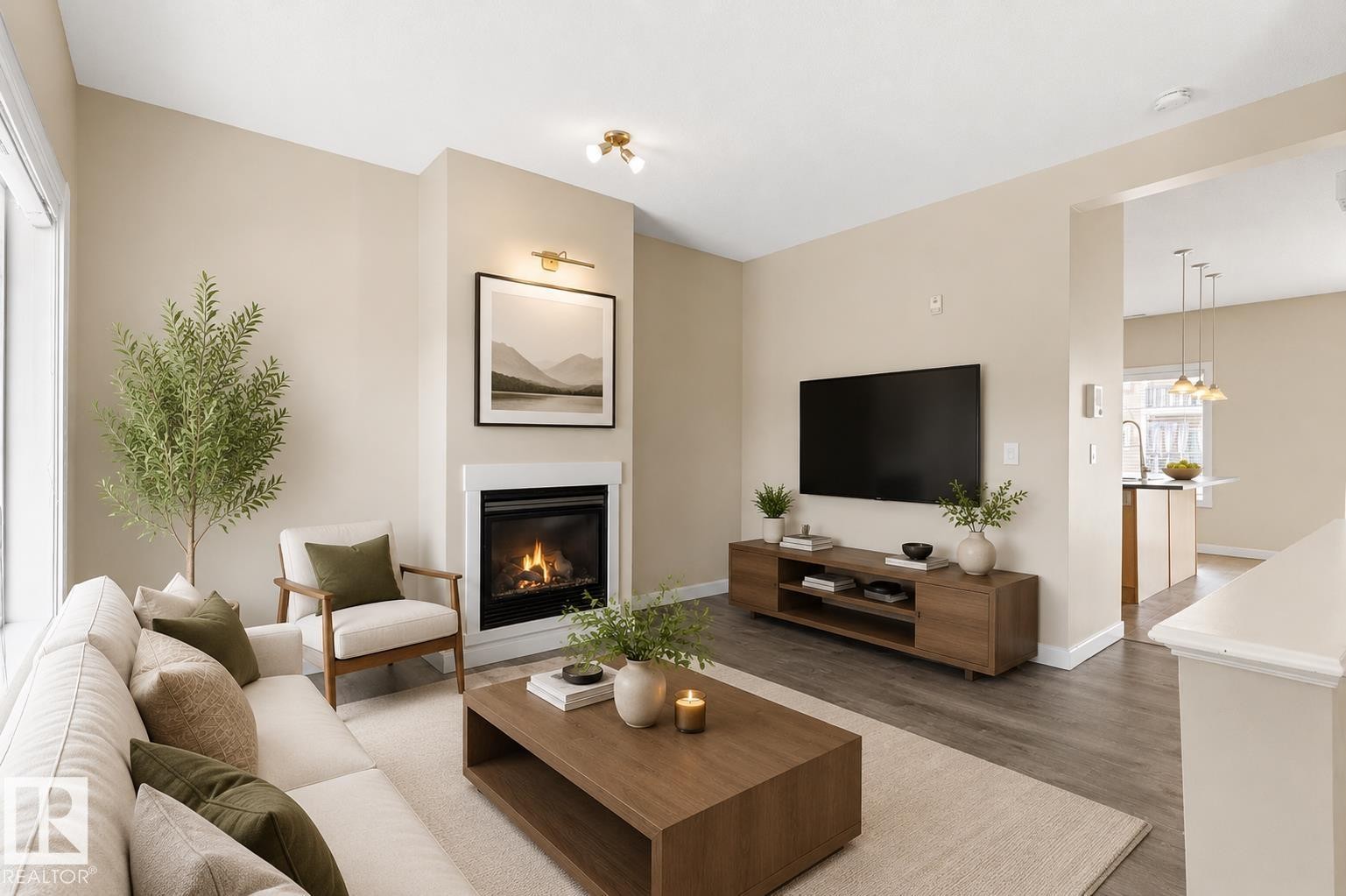 #39 13825 155 Av Nw, Edmonton, AB - Indoor Photo Showing Living Room With Fireplace