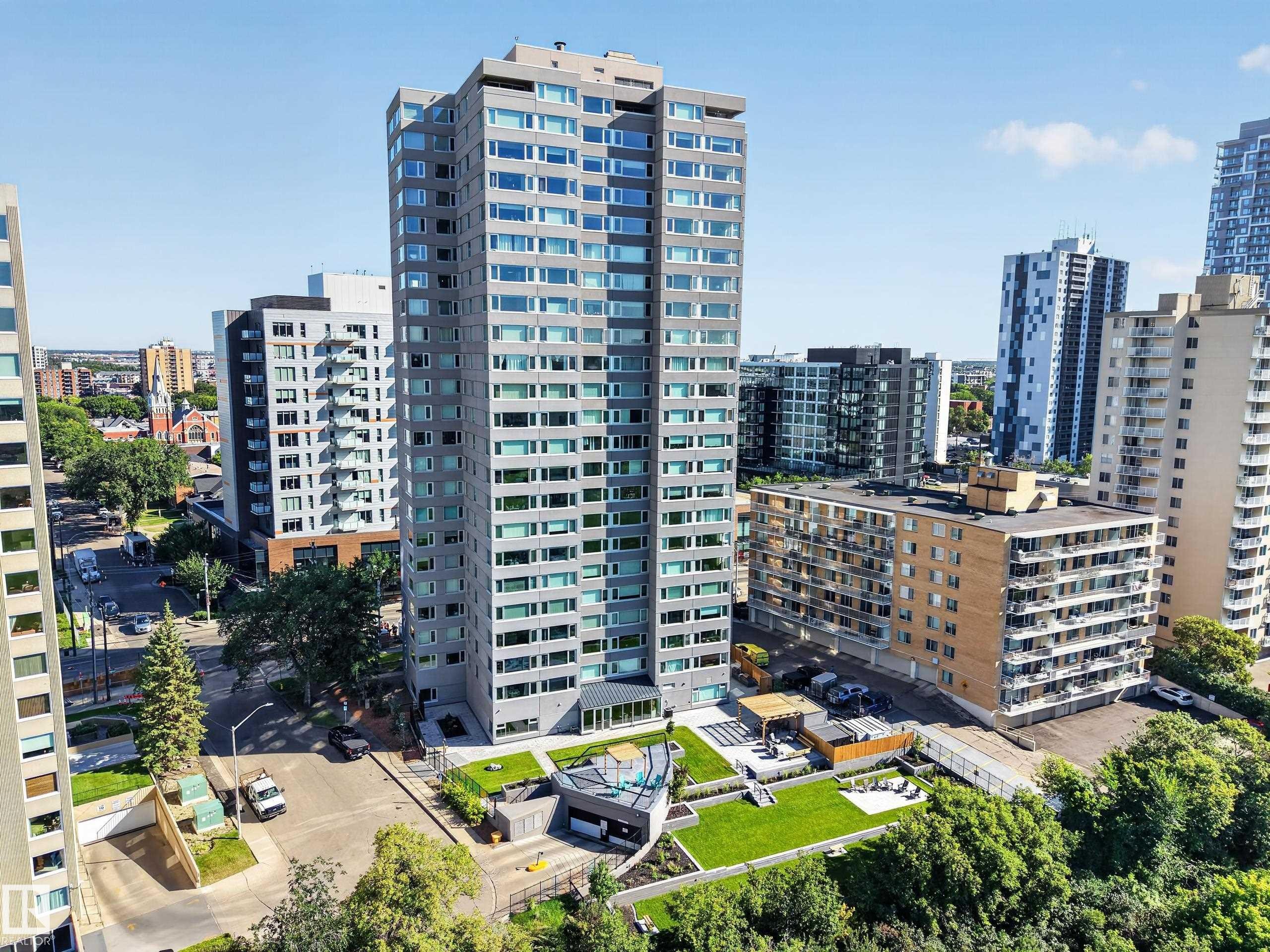 River Valley Side Aerial Image of the Condo Building. - #803 10011 123 St Nw, Edmonton, AB