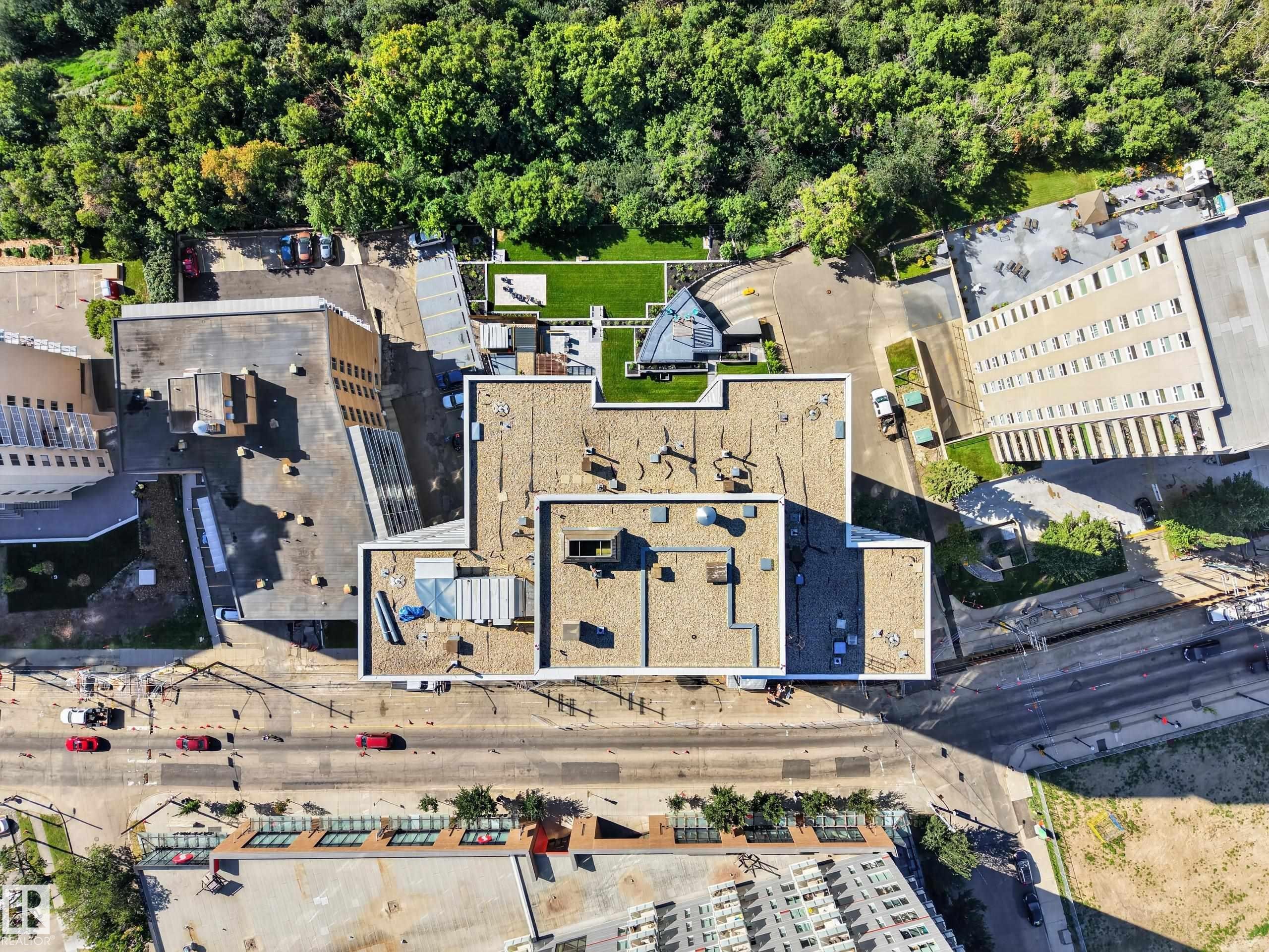 Aerial View of the Condo Building Roof. - #803 10011 123 St Nw, Edmonton, AB
