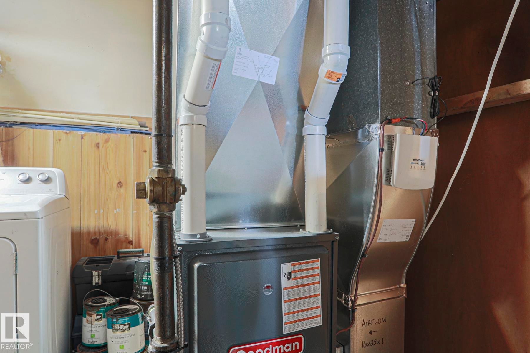 Forced-air furnace system with associated ductwork and PVC piping - 11440 144 Avenue Nw, Edmonton, AB