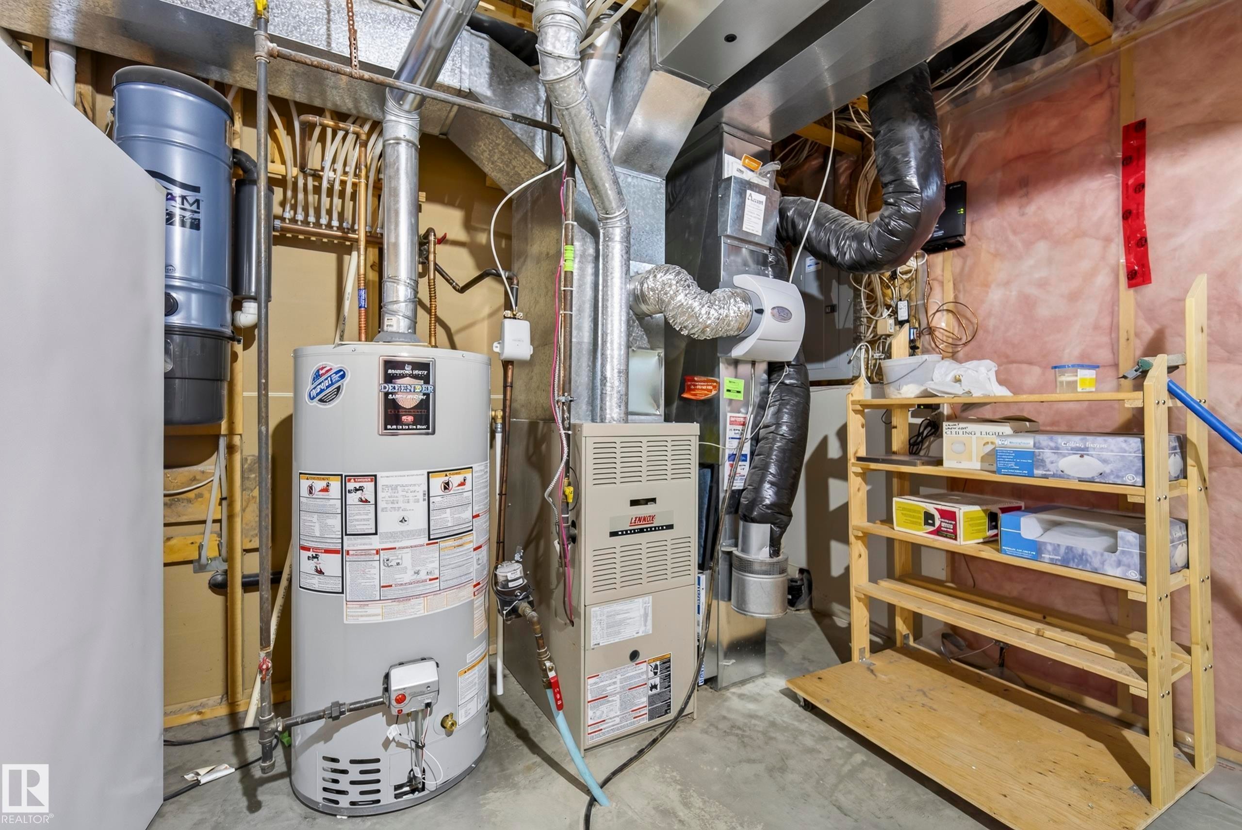Central vacuum system, water heater, and furnace in utility space - 15213 49A Street Nw, Edmonton, AB