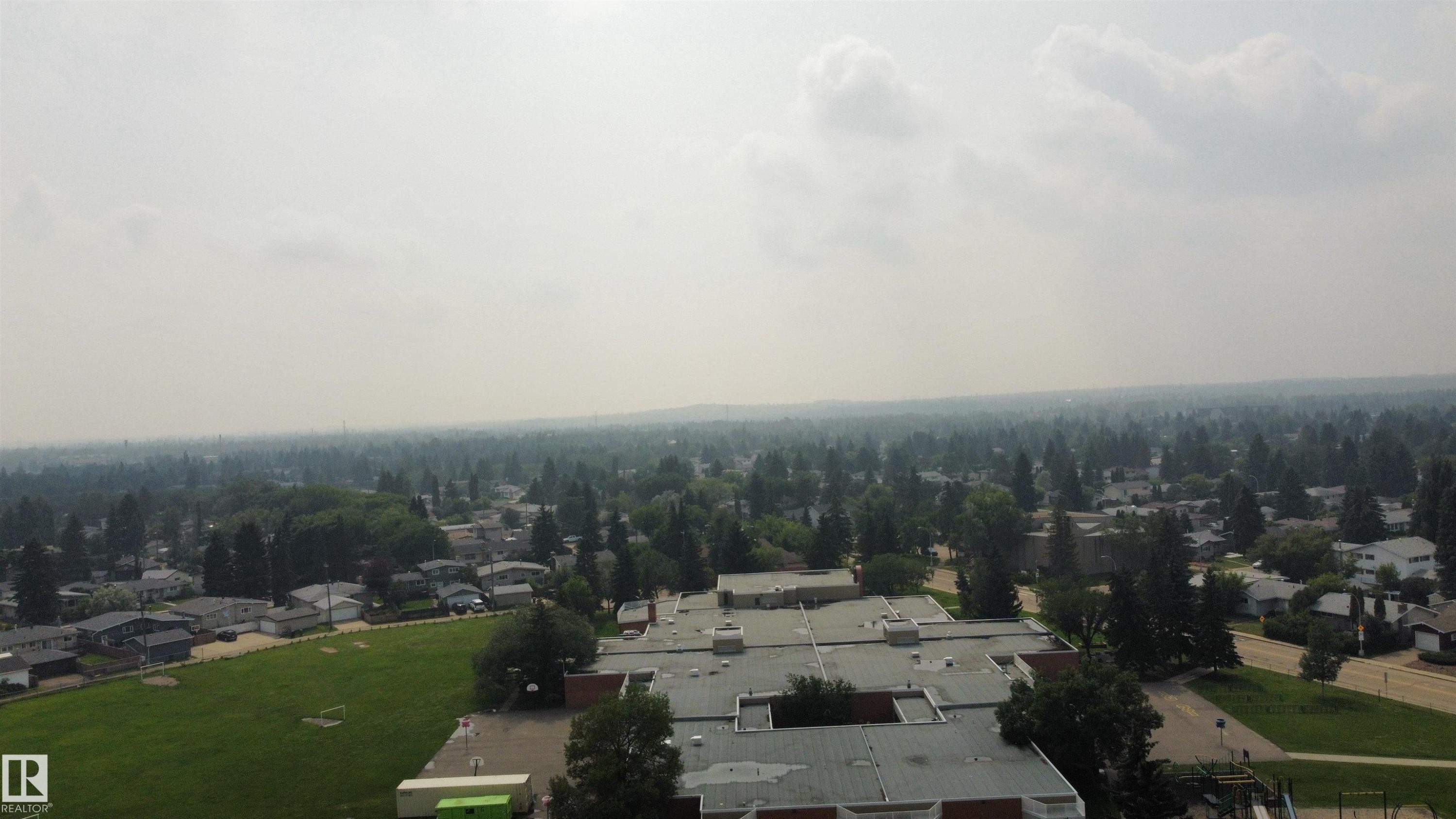 Expansive neighborhood showcasing mature tree canopies and residential rooftops - 11131 35A Avenue Nw, Edmonton, AB - Outdoor With View