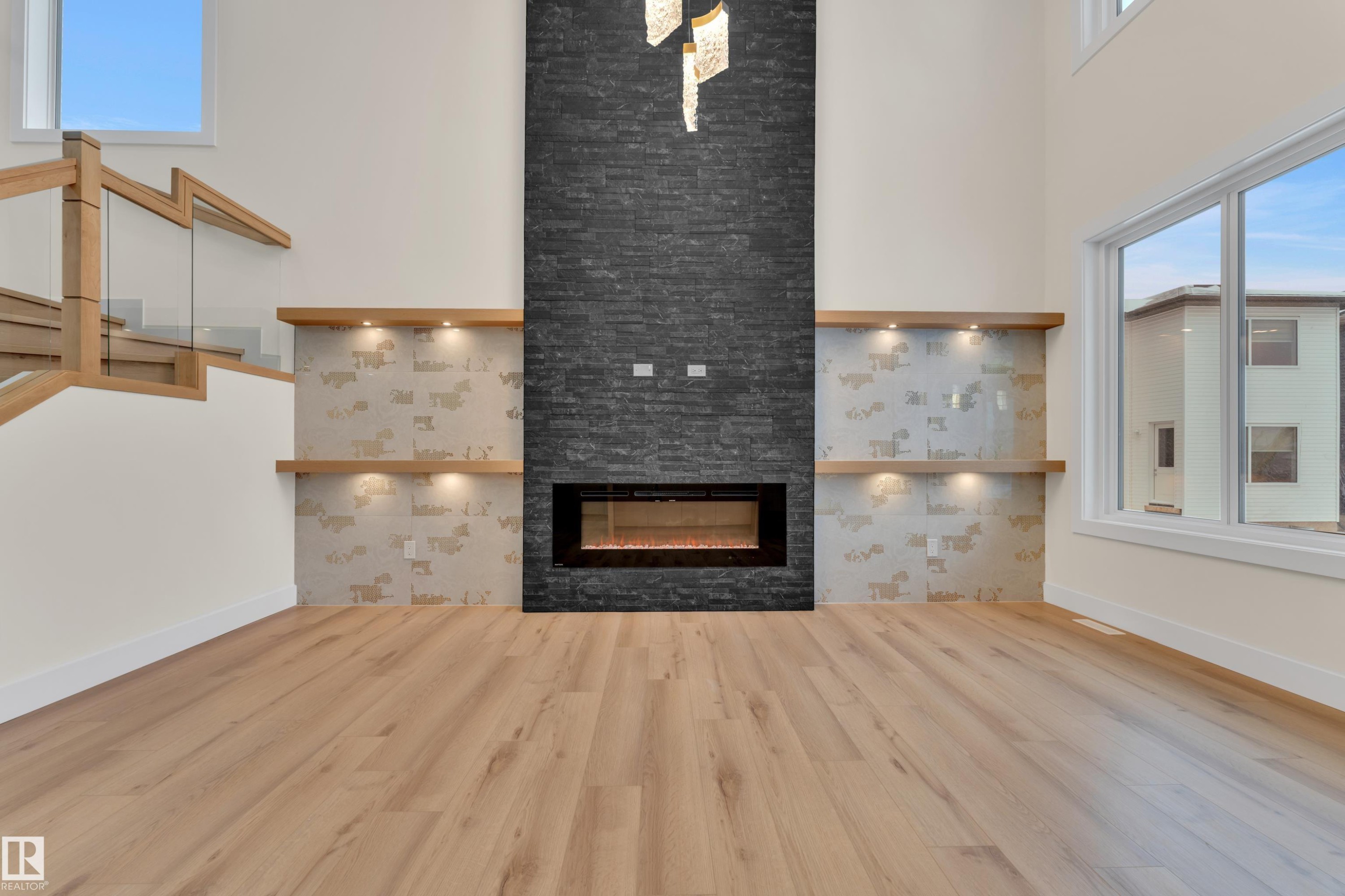 8450 Mayday Link Sw, Edmonton, AB - Indoor Photo Showing Living Room With Fireplace