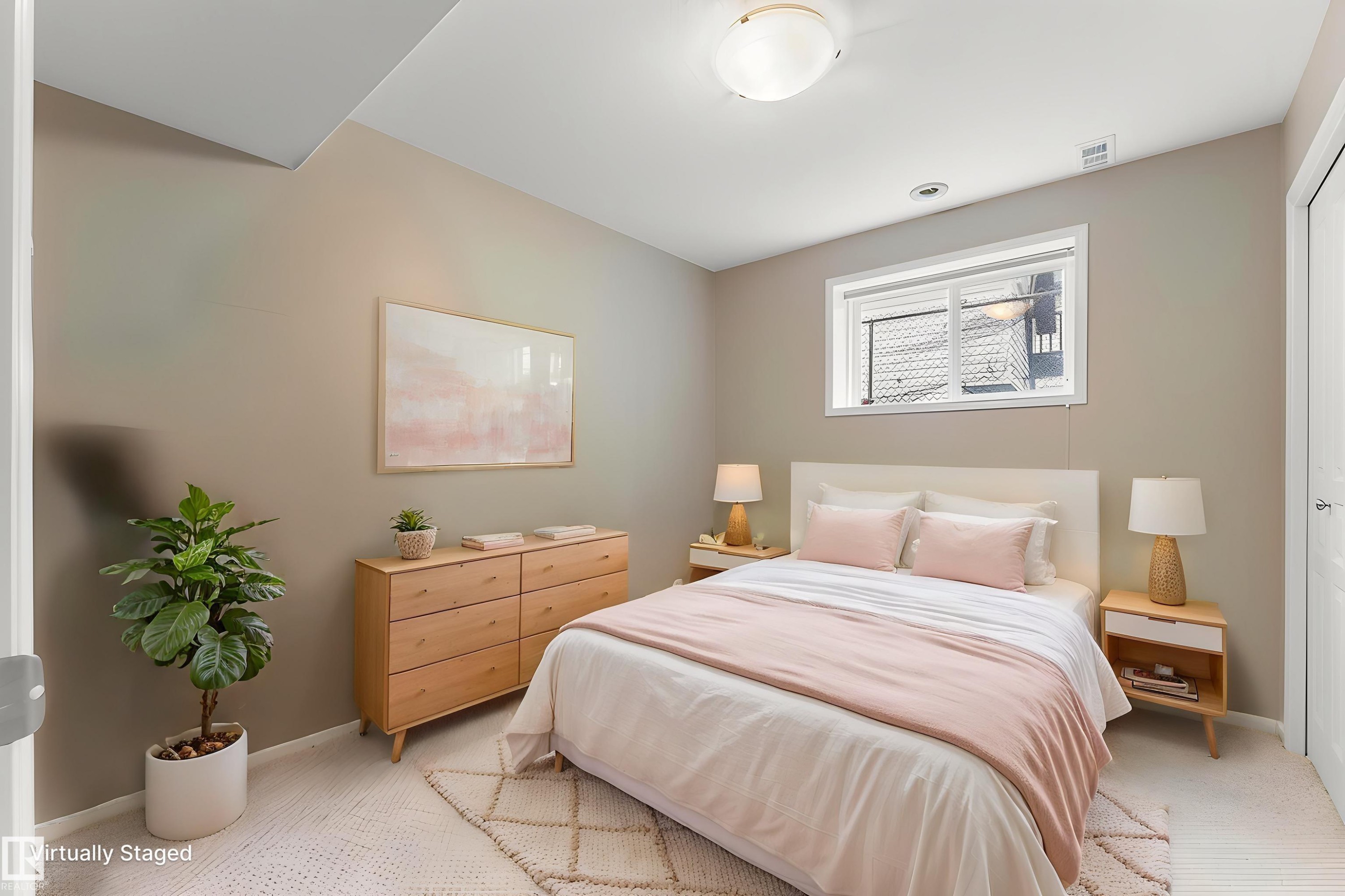Recessed ceiling lighting, flush mount ceiling light fixture, neutral wall paint, and a sliding window - 2060 Brennan Crescent Nw, Edmonton, AB