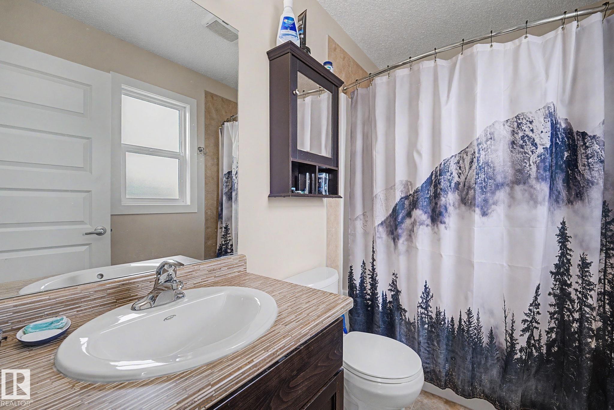 Bathroom vanity featuring a single basin sink and chrome faucet - 3343 Weidle Way Sw, Edmonton, AB