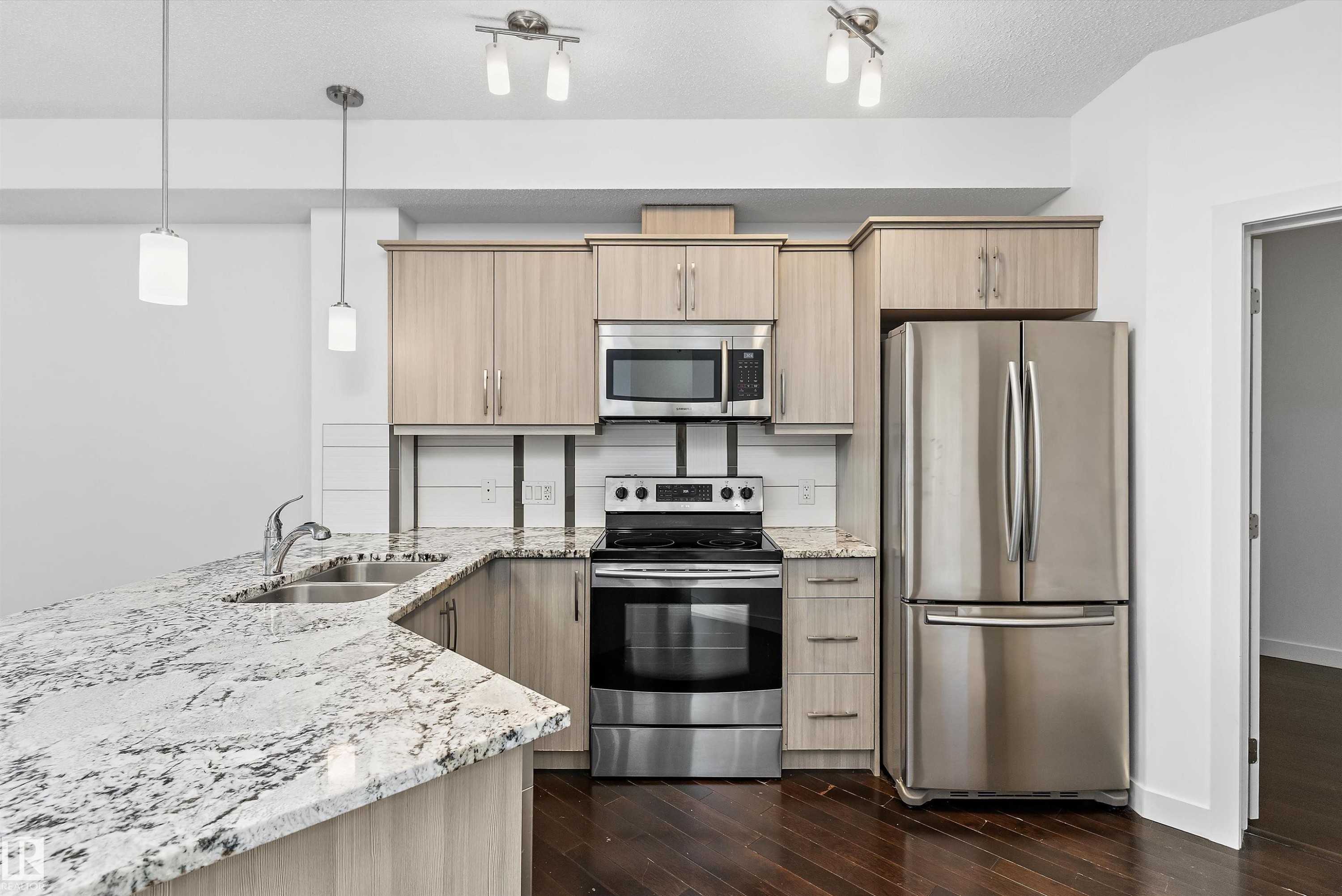#109 10523 123 St Nw, Edmonton, AB - Indoor Photo Showing Kitchen With Stainless Steel Kitchen With Double Sink With Upgraded Kitchen