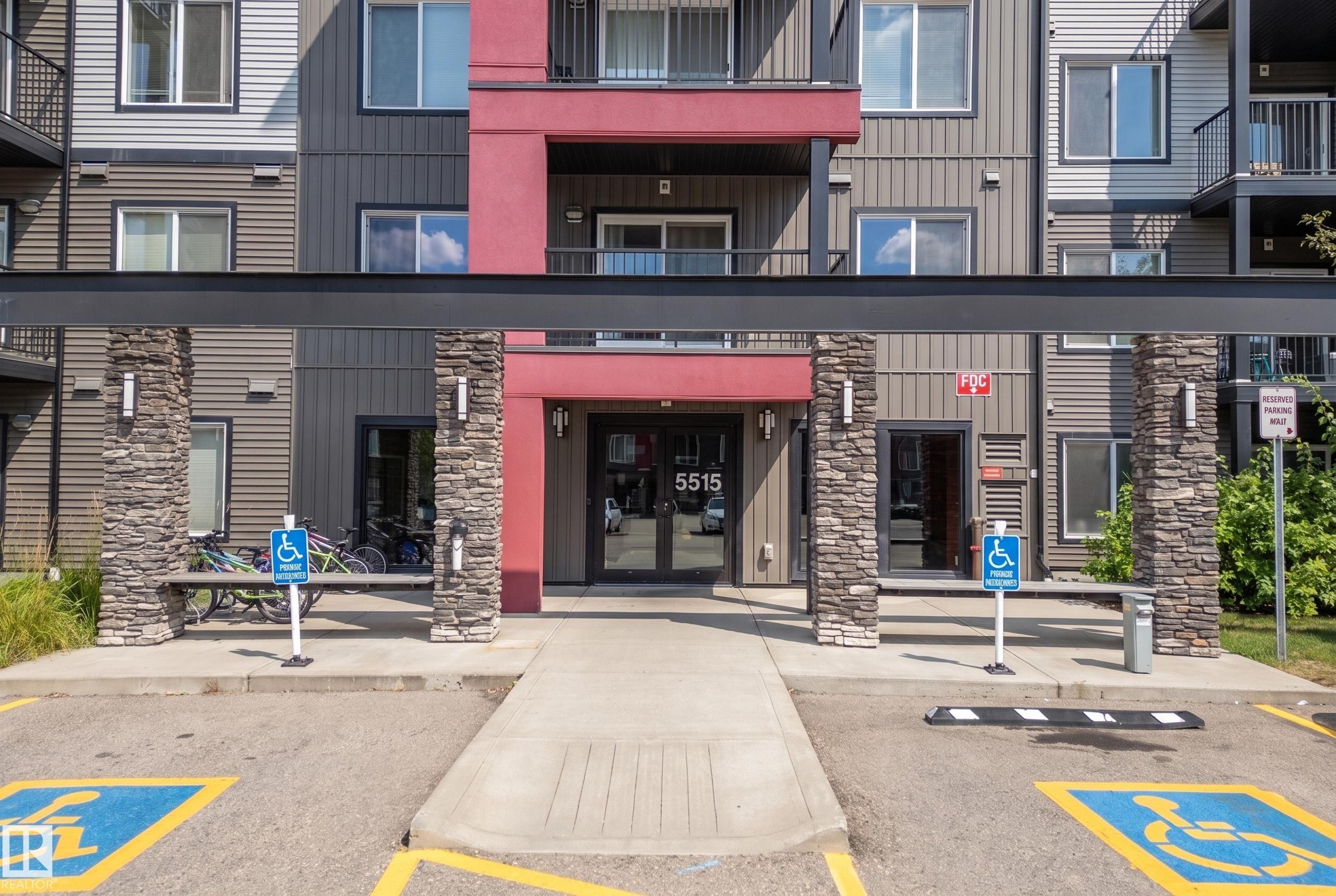 Modern building exterior with multi-toned horizontal siding - #419 5515 7 Av Sw, Edmonton, AB