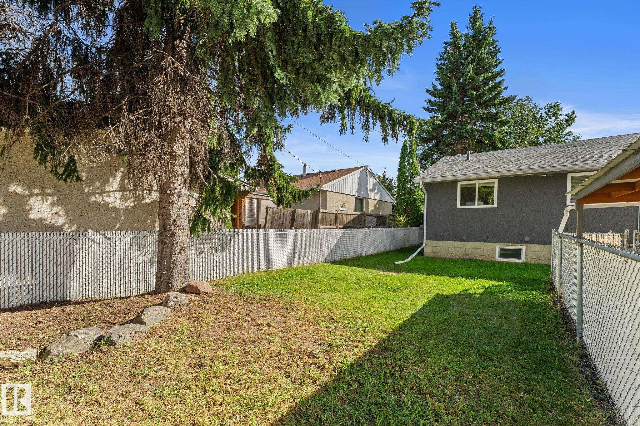 Expansive rear yard with chain-link fencing - 6108 102 Avenue Nw, Edmonton, AB