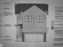 Architectural Drawing, Elevation View. Illustrating the exterior design and material specifications of the property - 