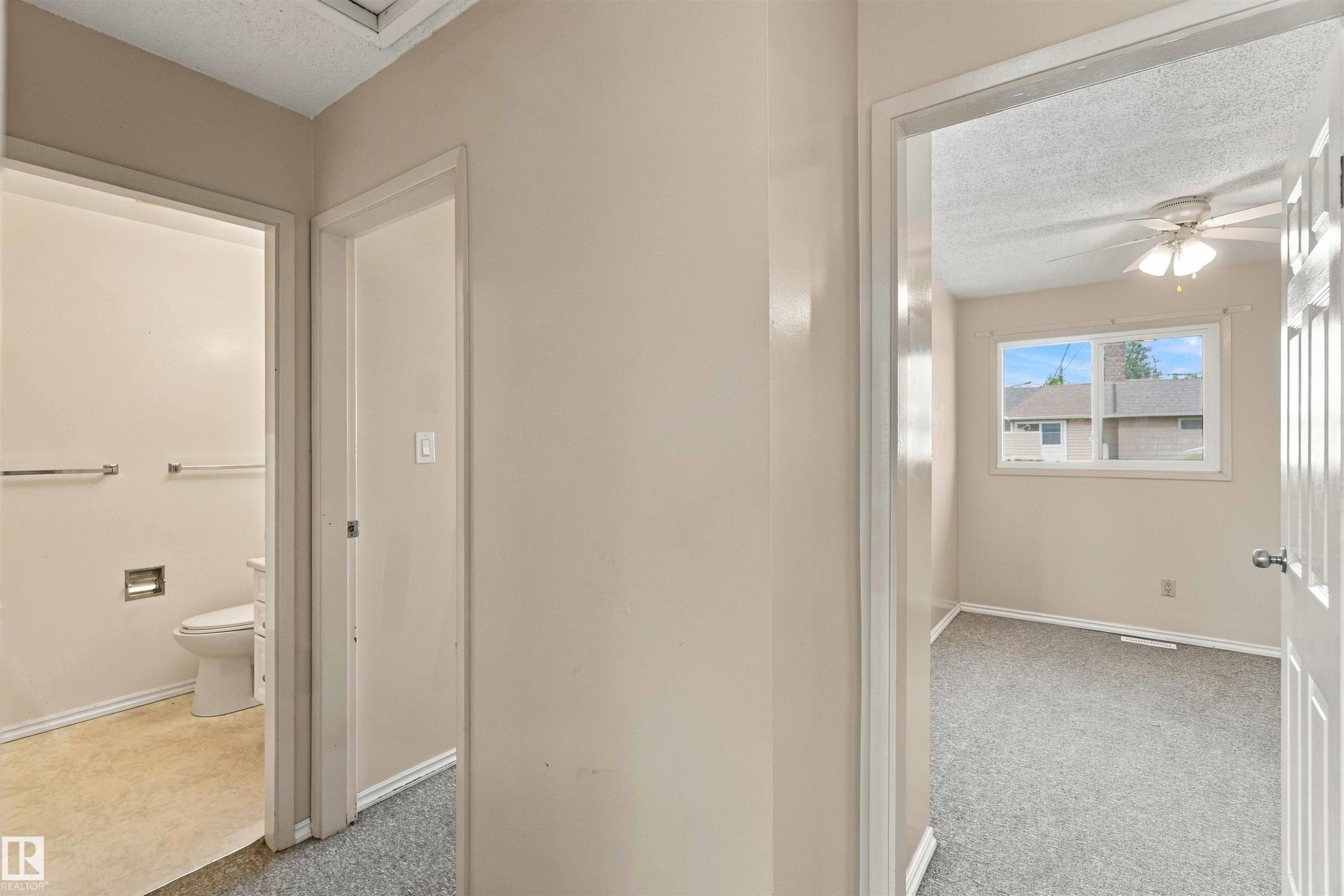 Interior hallway with carpeted flooring - 17351 85 Avenue Nw, Edmonton, AB