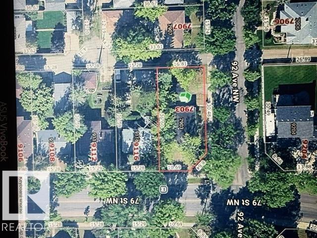 Property Map. Highlighting the property boundaries and street identification - 7903 92 Avenue Nw, Edmonton, AB