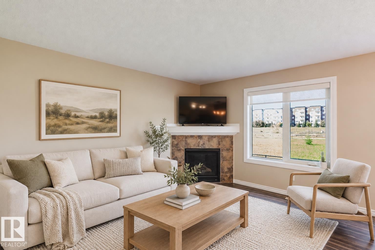 Living Room Virtually Staged - #106 5420 Grant Macewan Bv, Leduc, AB