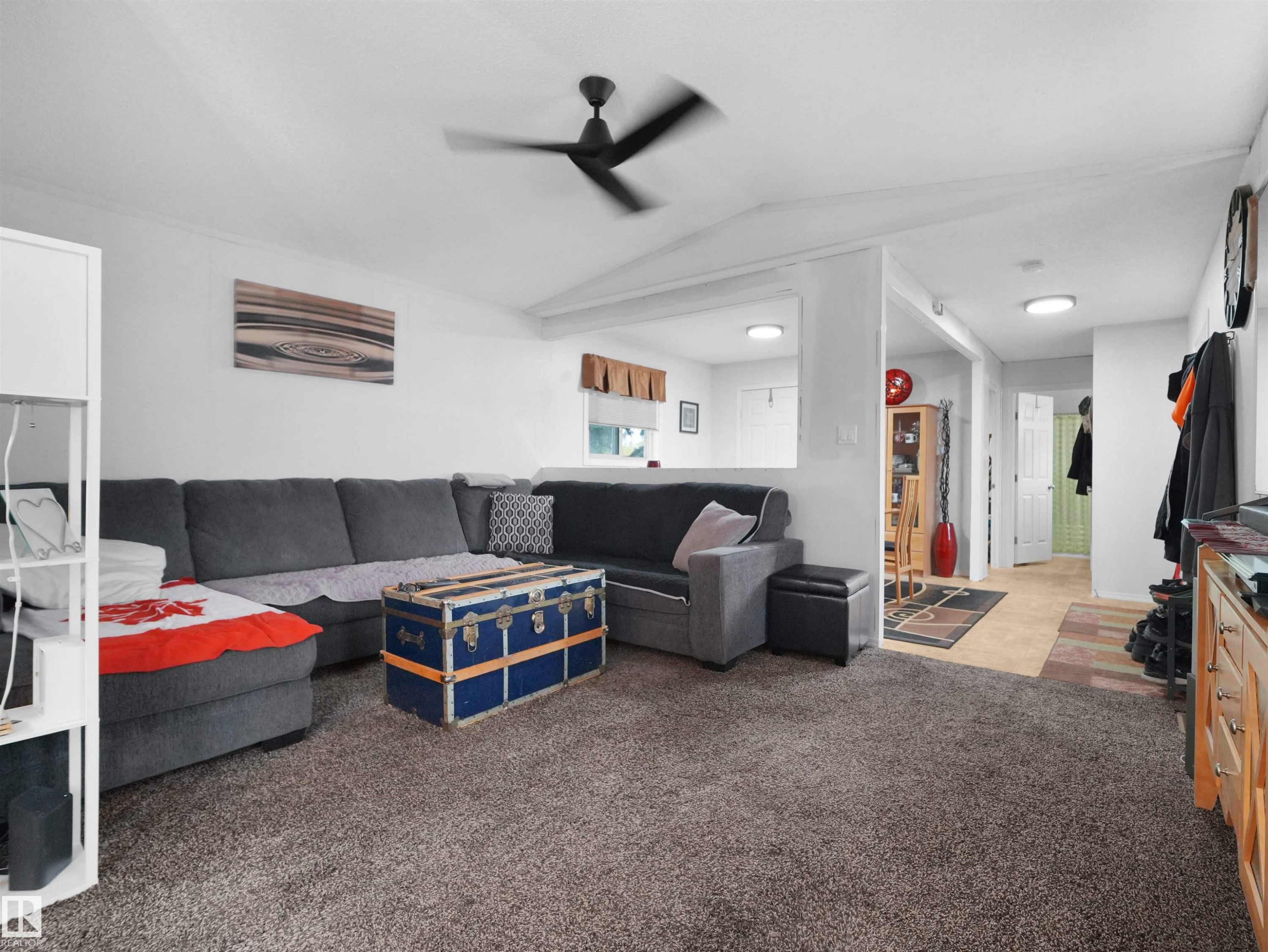 Recessed lighting, ceiling fan, and carpeted flooring - 52 Evergreen Park Northwest, Edmonton, AB
