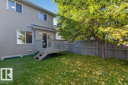 Expansive backyard with a wooden fence and a large deciduous tree - #41 287 Macewan Rd Sw, Edmonton, AB 