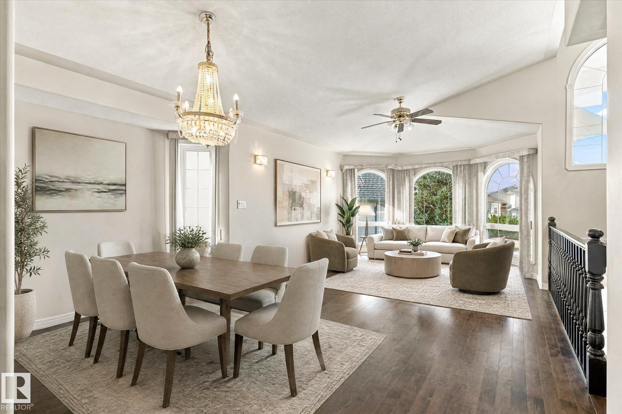 Spacious dining and living areas with vaulted ceilings - 771 Johns Road Nw, Edmonton, AB