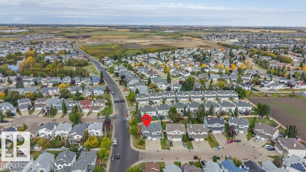 Aerial perspective showcasing residential development with varied housing styles - 11448 169 Avenue Nw, Edmonton, AB