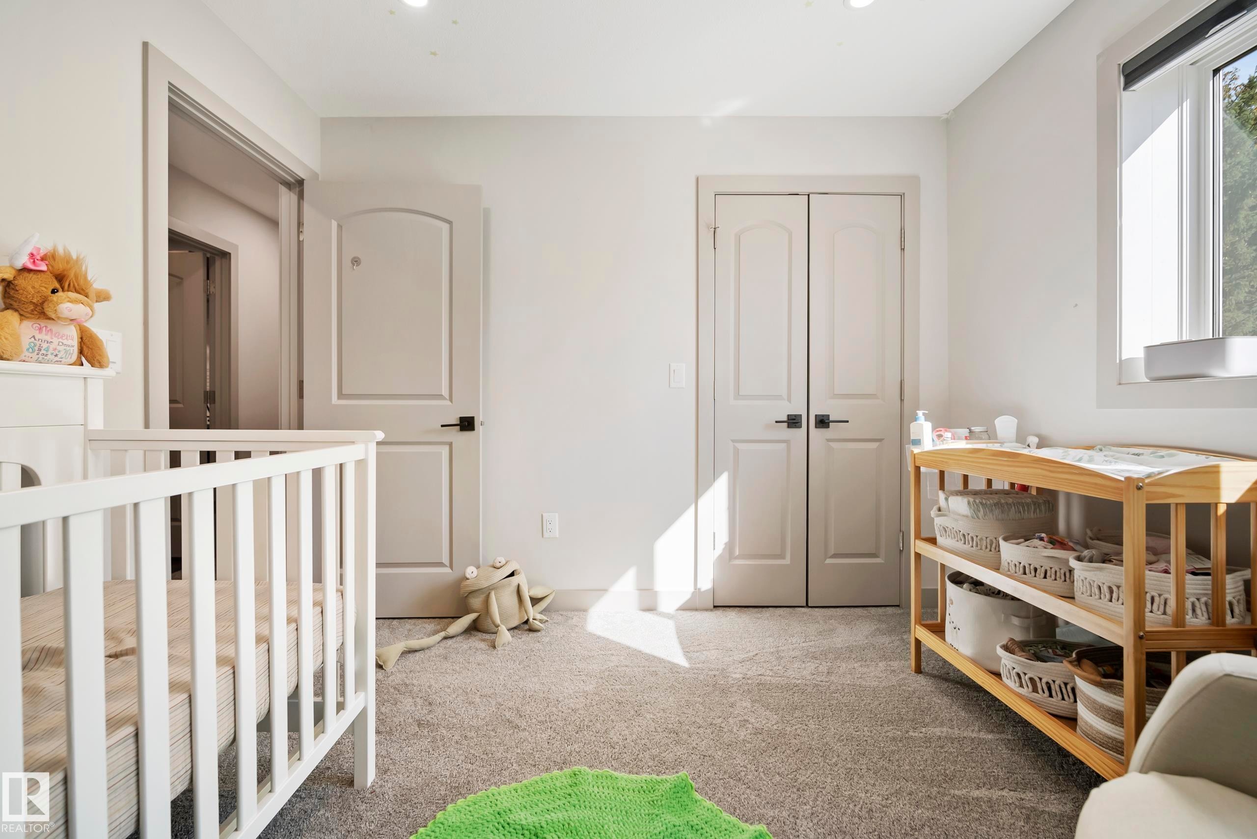 Light gray carpeting, white walls, recessed lighting, double-pane window, and white interior doors - 49279 Rge Rd 240, Rural Leduc County, AB