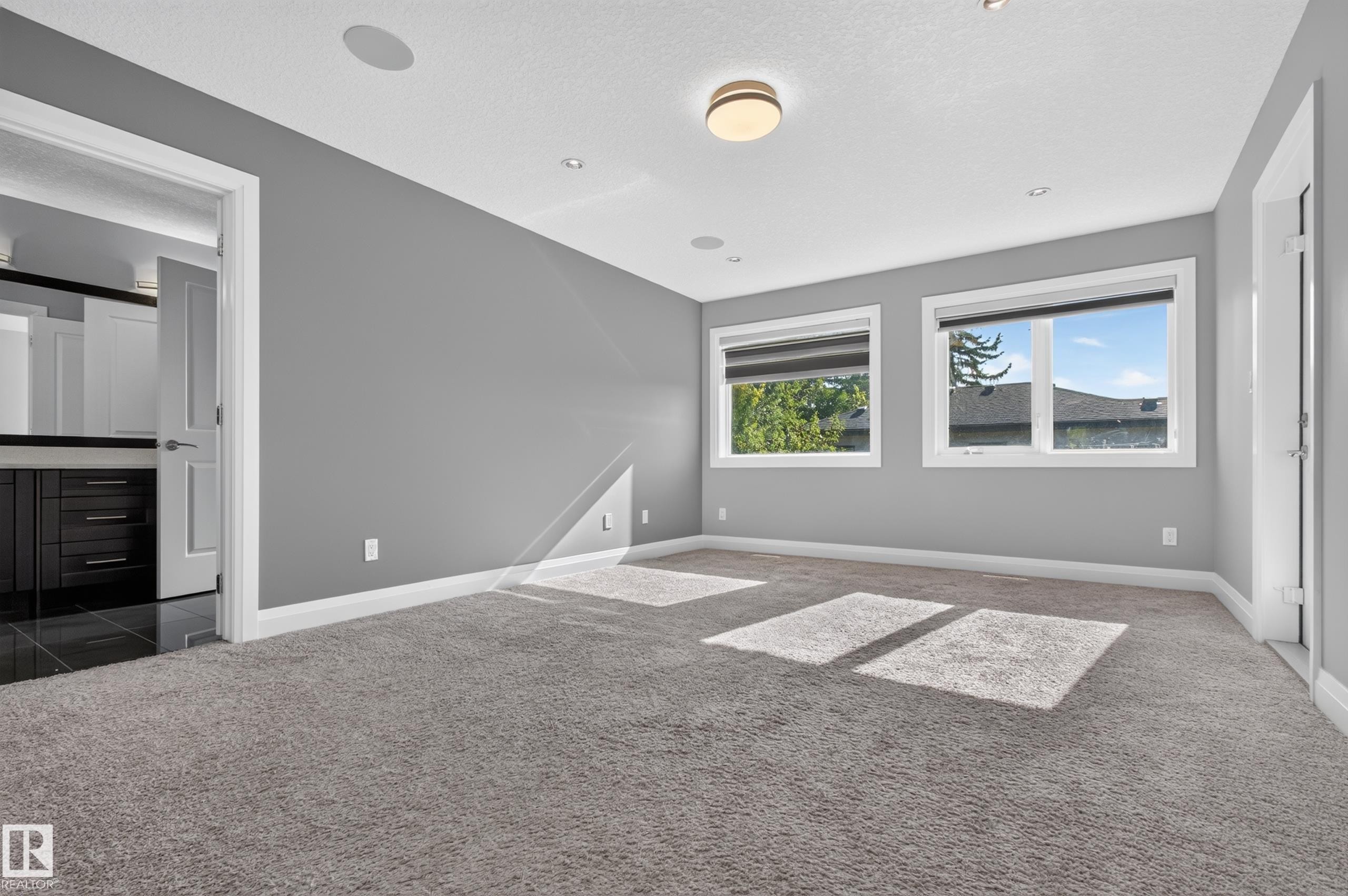 Recessed lighting, flush-mount ceiling light, built-in ceiling speakers, carpeting, and multiple windows - 11167 62 Avenue Nw, Edmonton, AB