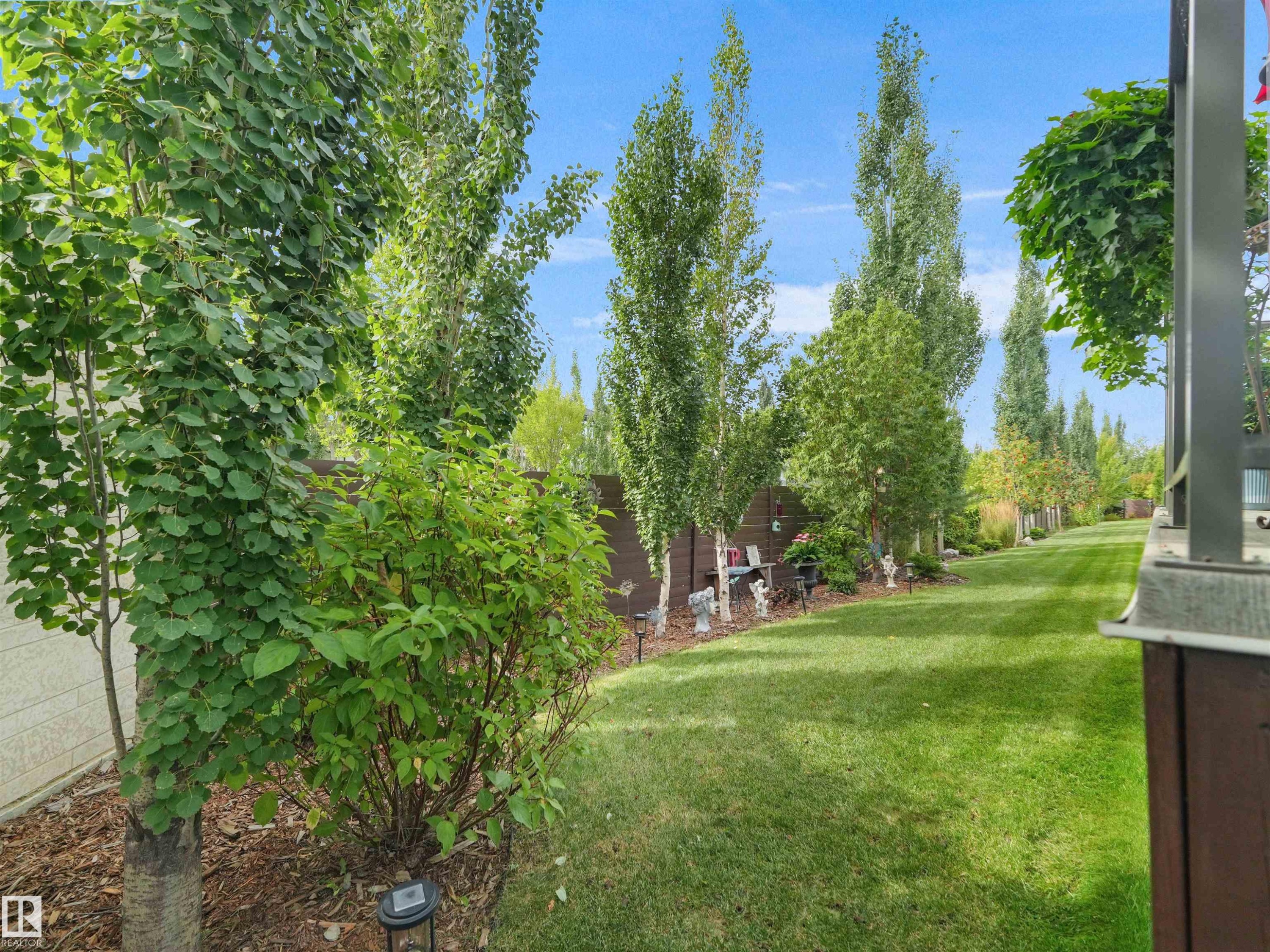 Expansive lawn with mature trees and established perimeter plantings - 904 Wood Place Nw, Edmonton, AB