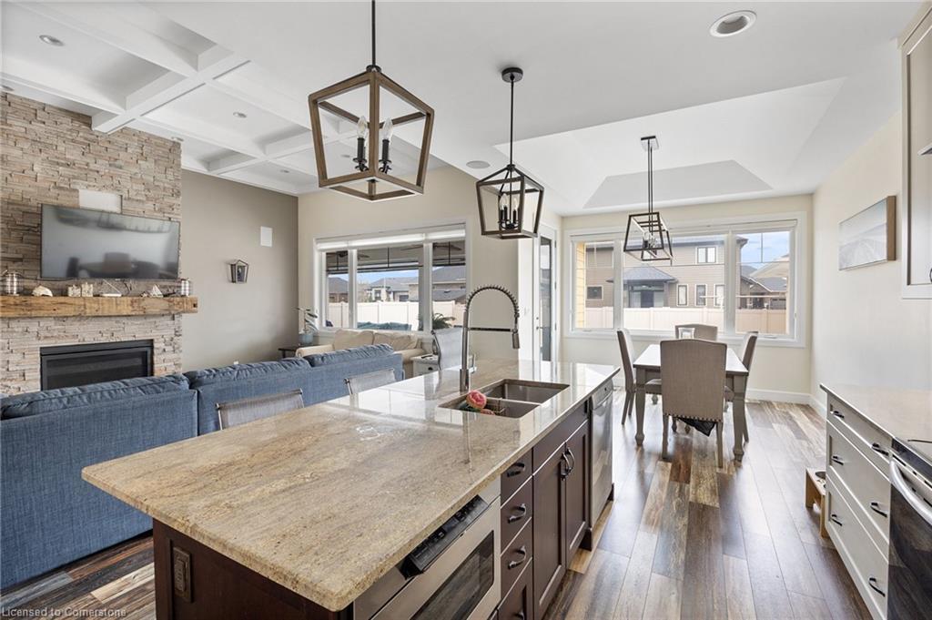 5 Fracas Court, Kingsville, ON - Indoor Photo Showing Kitchen With Fireplace With Double Sink With Upgraded Kitchen