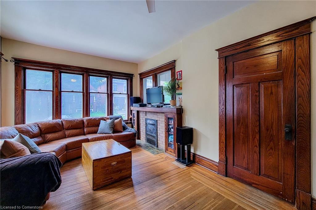 63 Carrick Avenue, Hamilton, ON - Indoor Photo Showing Living Room With Fireplace