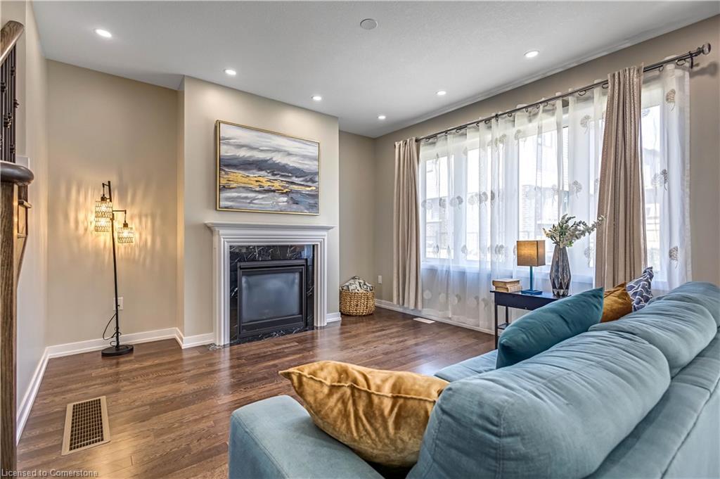 44 Santos Drive, Caledonia, ON - Indoor Photo Showing Living Room With Fireplace