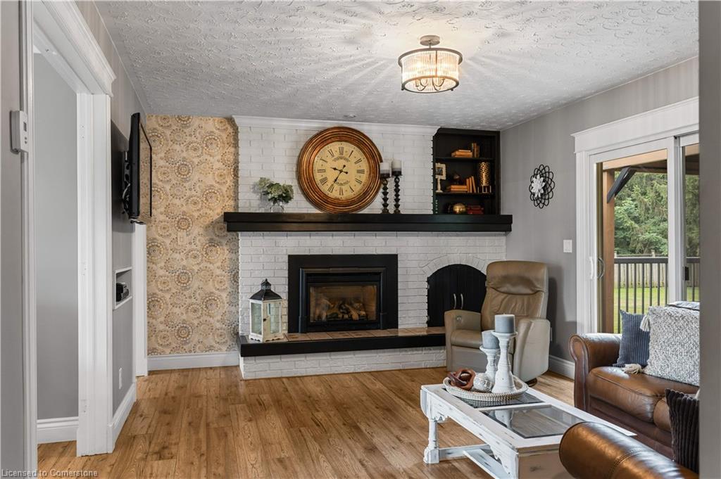 404996 Beaconsfield Road, Burgessville, ON - Indoor Photo Showing Living Room With Fireplace