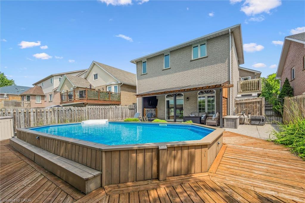 114 Delavan Drive, Cambridge, ON - Outdoor With Above Ground Pool With Deck Patio Veranda With Backyard With Exterior