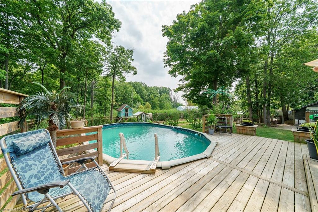 920 Highway 56, York, ON - Outdoor With Above Ground Pool With Deck Patio Veranda