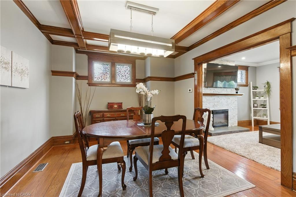 908 Highway 8, Hamilton, ON - Indoor Photo Showing Dining Room With Fireplace