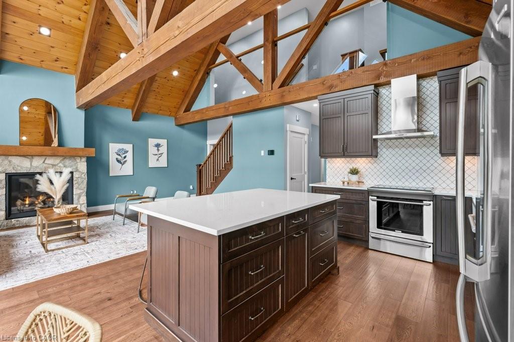 1040 Clyde Road, Cambridge, ON - Indoor Photo Showing Kitchen With Fireplace
