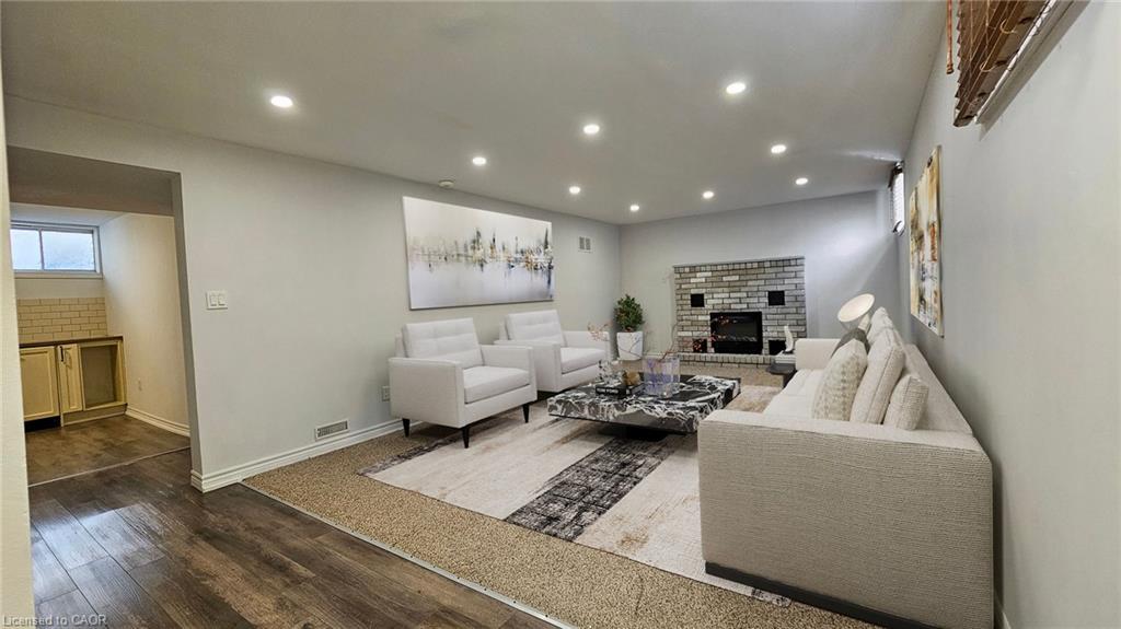 110 Abbot Drive, Hamilton, ON - Indoor With Fireplace
