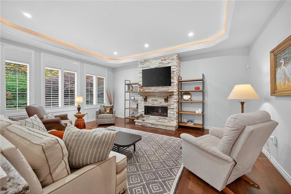 248 Cloverleaf Drive, Ancaster, ON - Indoor Photo Showing Living Room With Fireplace