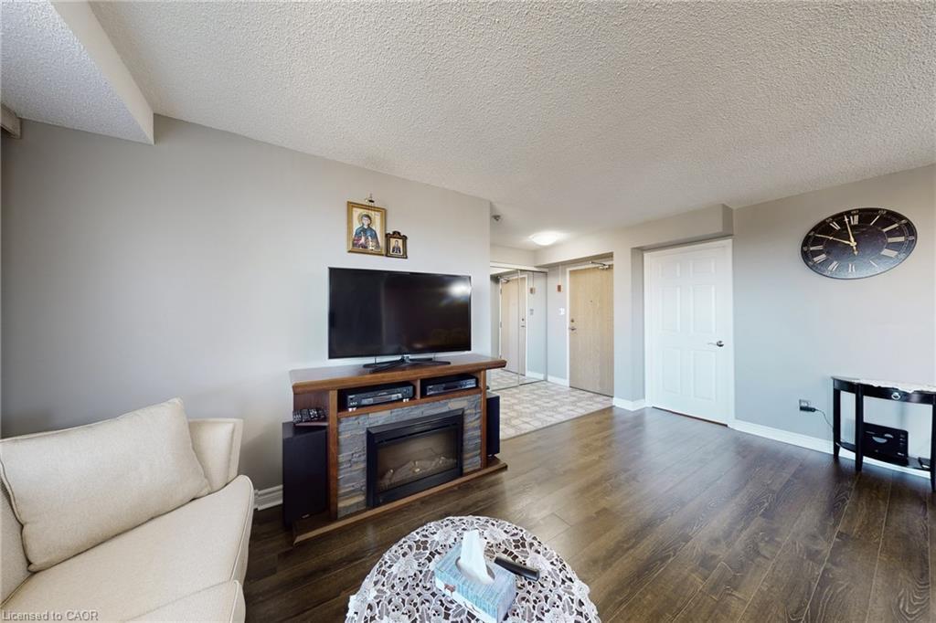 1002-432 Main Street, Hamilton, ON - Indoor Photo Showing Living Room With Fireplace