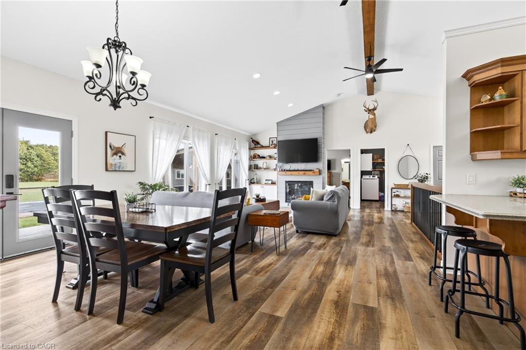 849 River Road, Fenwick, ON - Indoor Photo Showing Dining Room With Fireplace