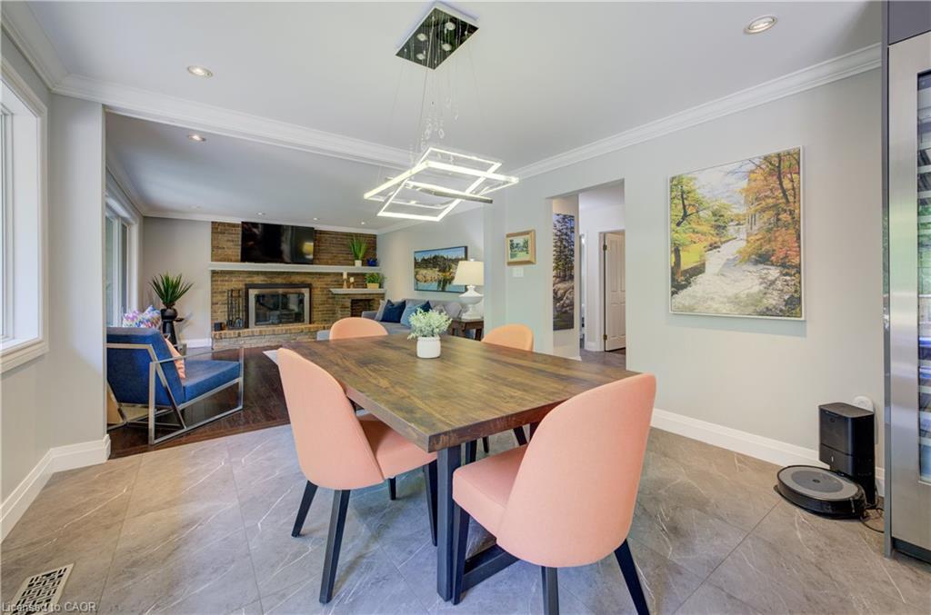 2080 Beaverdale Road, Cambridge, ON - Indoor Photo Showing Dining Room With Fireplace