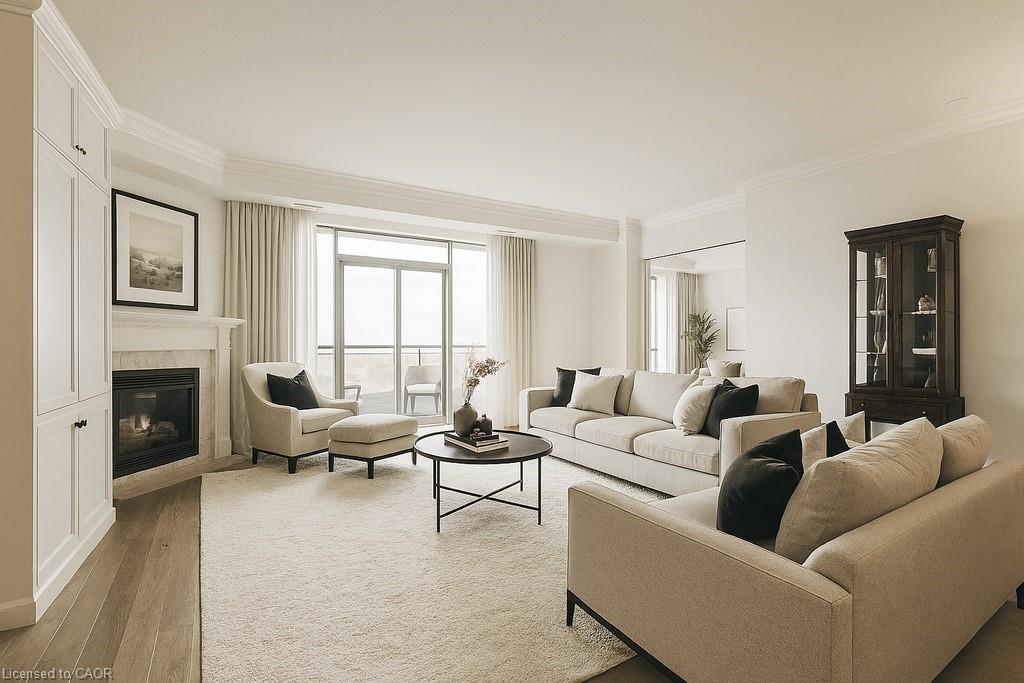807-1900 The Collegeway, Mississauga, ON - Indoor Photo Showing Living Room With Fireplace