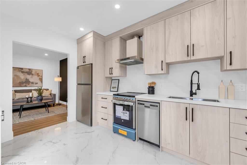 20 Hill Street, Hamilton, ON - Indoor Photo Showing Kitchen With Double Sink With Upgraded Kitchen