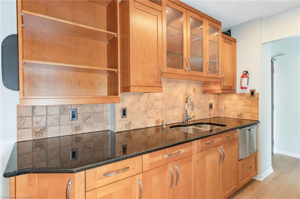 505-75 Queen Street N, Hamilton, ON - Indoor Photo Showing Kitchen With Double Sink