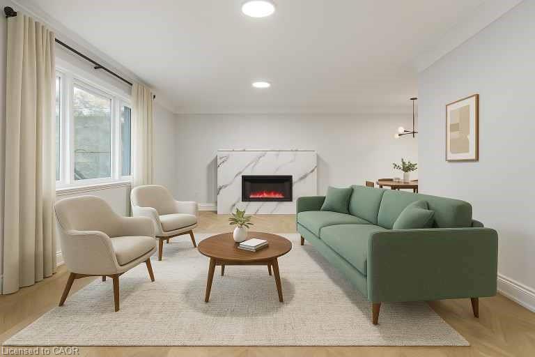 3 Algonquin Avenue, Dundas, ON - Indoor Photo Showing Living Room With Fireplace