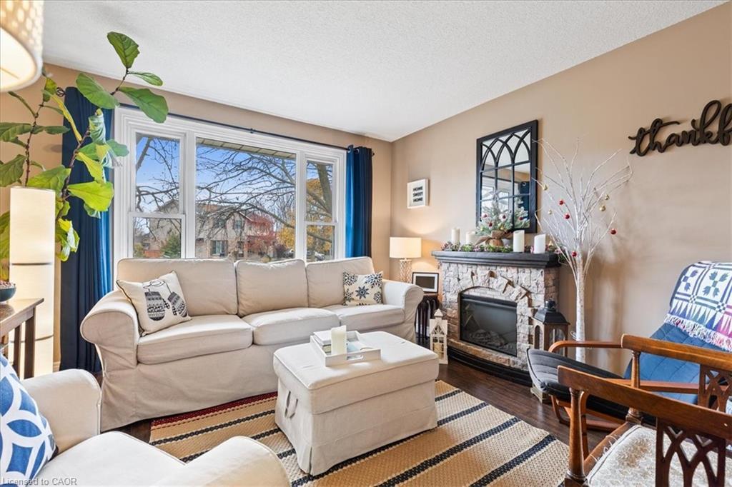 1123 Pearson Drive, Woodstock, ON - Indoor Photo Showing Living Room With Fireplace