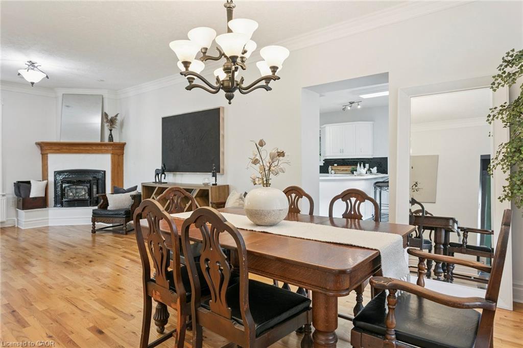 132 Queen Street W, Cambridge, ON - Indoor Photo Showing Dining Room With Fireplace