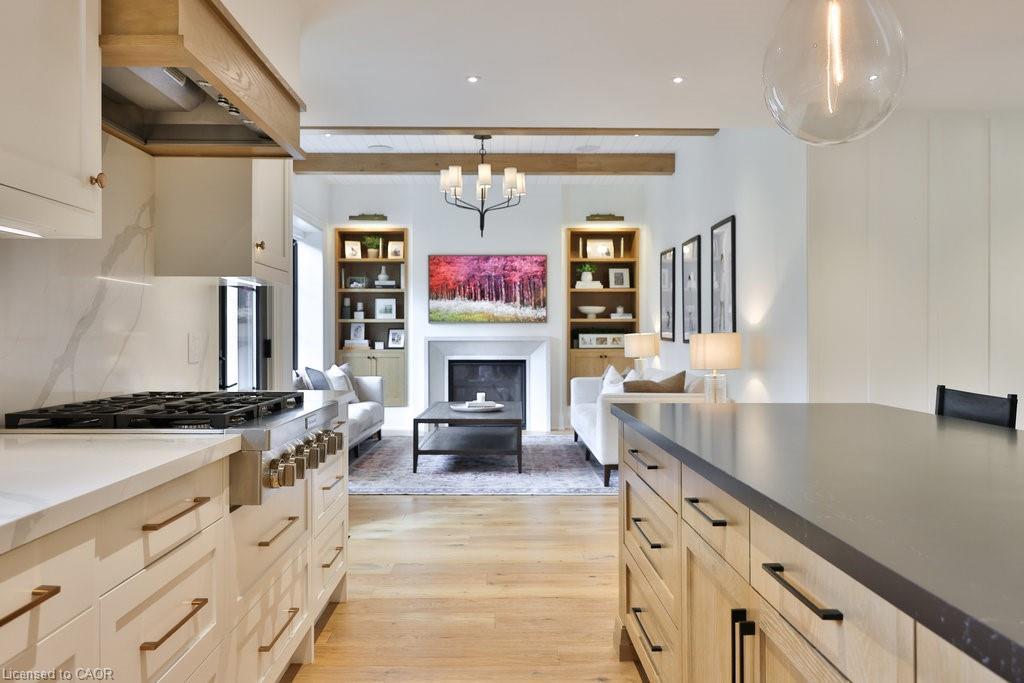 1489 Mildmay Court, Mississauga, ON - Indoor Photo Showing Kitchen With Fireplace