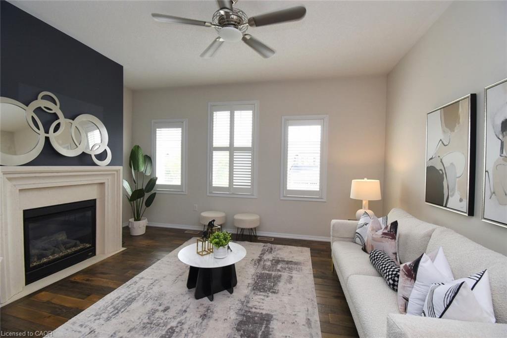 38 Cranston Street, Ancaster, ON - Indoor Photo Showing Living Room With Fireplace